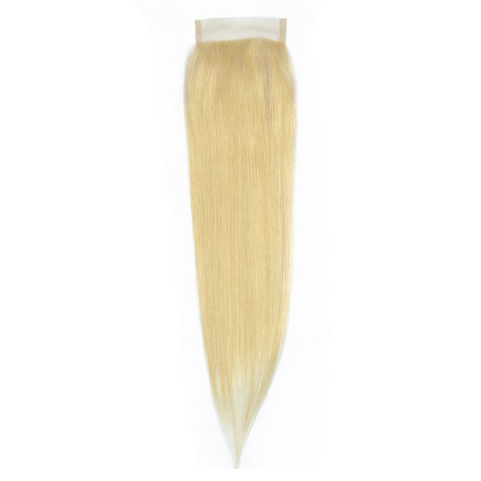 Unisex Brazilian Virgin Human Hair 613 Blonde Bundles With 4X4 Lace Closure Straight Extensions
