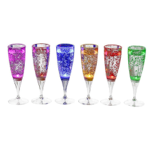 6pcs 150L Plastic LED Light Wine Glasses Light Up Liquid Activated Champagne Glasses Festive Atmosphere Goblet (Mixed Color)