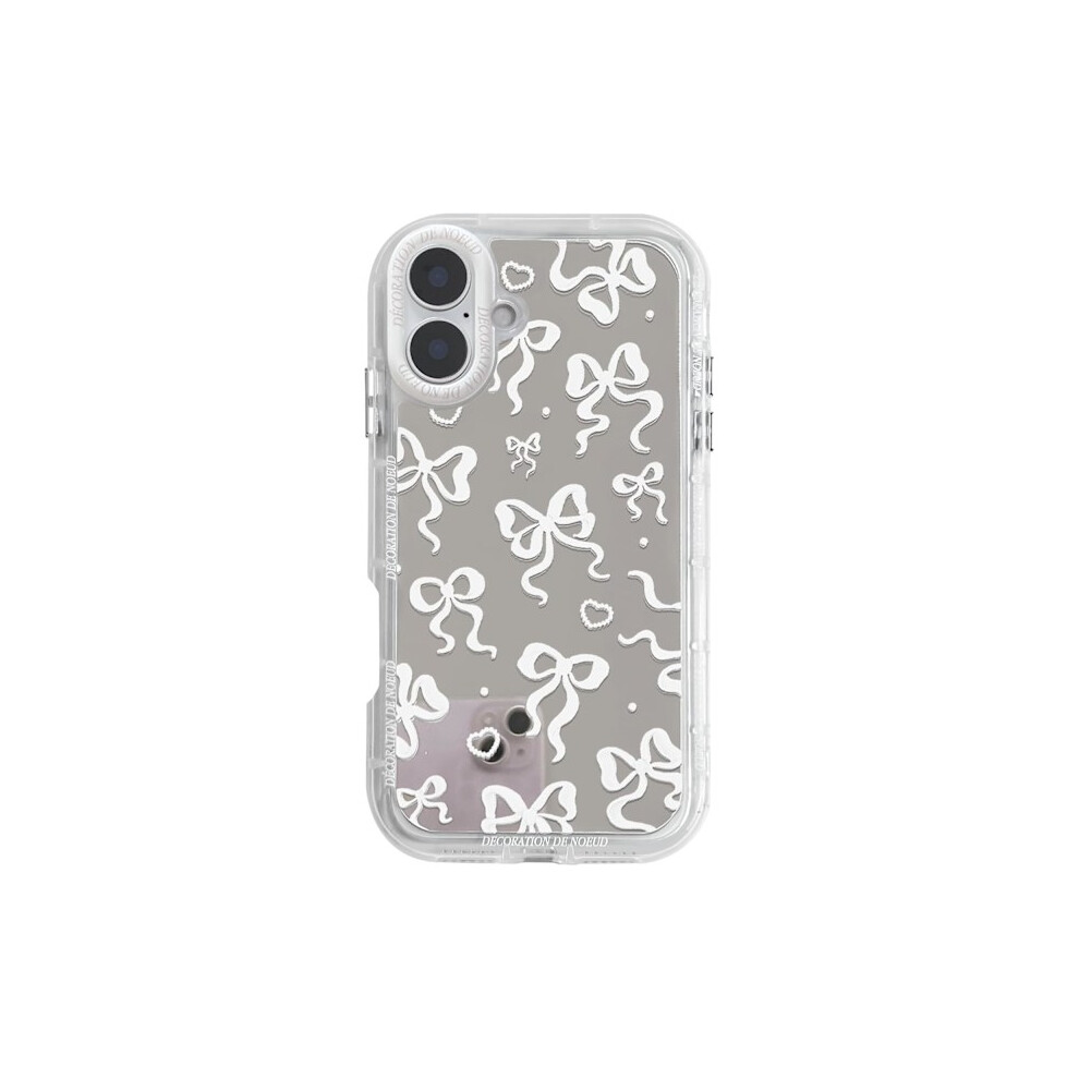 Compatible With Iphone 16 Case Cute Mirror Bowknot Love Heart Pattern Shockproof Protective Phone Case For Women Girls Ribbon Design 9499224081413