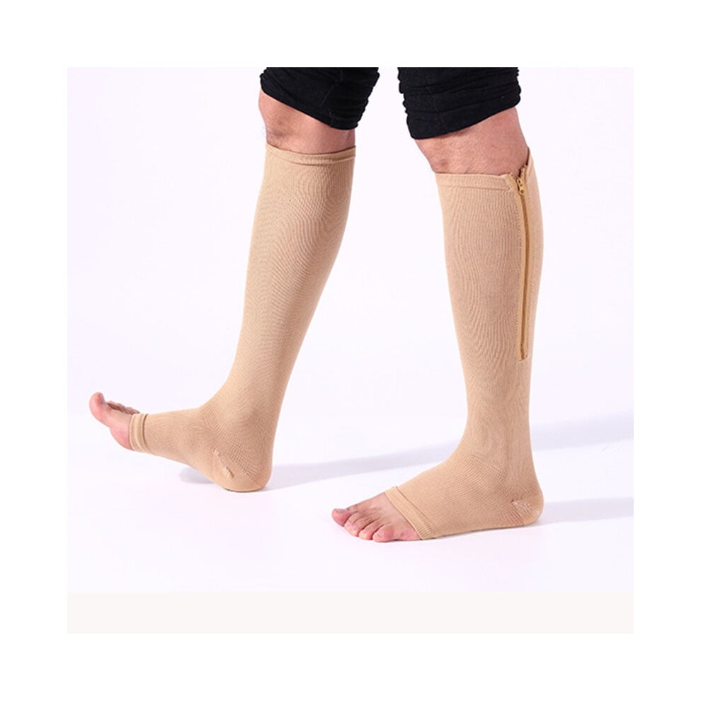 Zonghan Women Fitness Zipper Compression Yoga Socks Zip Leg Support Knee Sox Open Toe Sports Sock