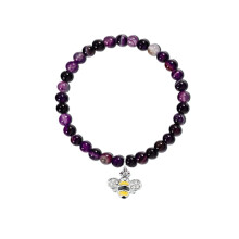 Heart Shaped Bee Magnetic Lymph Meridian Bracelet Weight Loss Agate Stone