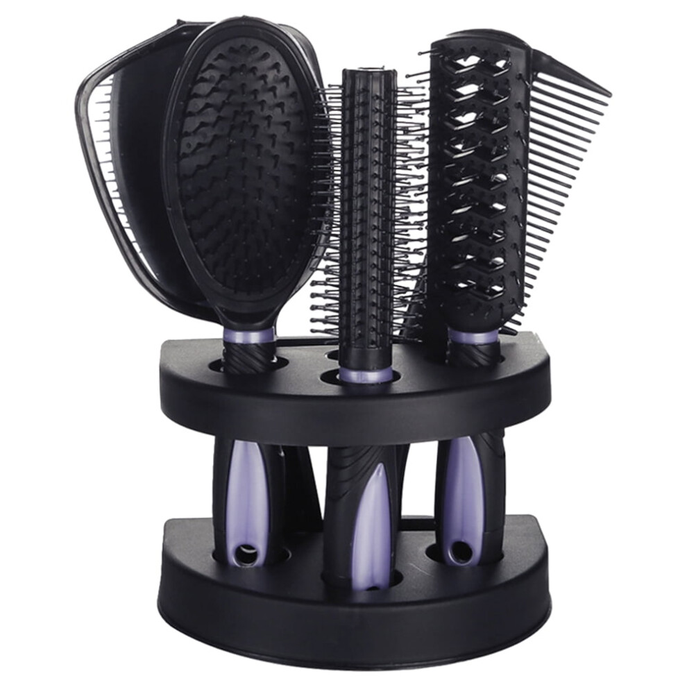 Unisex Purple 5Pcs Professional Hair Salon Hair Comb And Mirror Kits Salon Barber Comb Anti-Static Hairbrush Hair Care Styling (Purple)