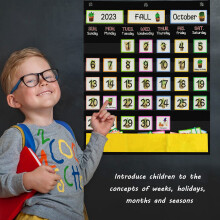 FUYGRCJ Calendar Pocket Chart for Kids, Monthly Calendar for Preschool Kindergarten Classroom, Chalkboard Brights Decor Set