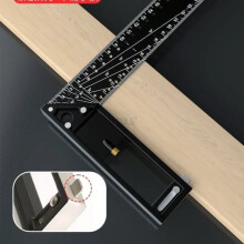 allowith Multi-Angle Measuring Ruler, 45 Aluminum Alloy Woodworking Square Protractor, Miter Triangle Layout Tool
