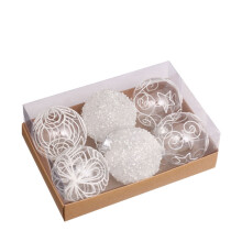 Clear Plastic Christmas Ball Ornaments, 6pcs 3.14in Shatterproof Xmas Tree Baubles Set (White) - Compatible with Holiday Party Decor