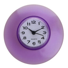 Waterproof Bathroom Wall Clock with Strong Suction Cup for Shower Kitchen Decor Purple Silver