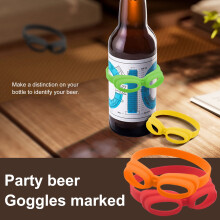 SUSUchens Beer Goggles Mark Silicone Beer Bottle Charm Beer Cider Soda Bottles Rubber Band Labels Party Favors Orange