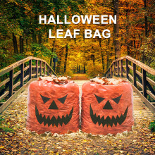 SUSUchens Pumpkin Leaf Bag, Horror Expression, Large Capacity, Thick & Tear-resistant, Orange Halloween Party Trash Bag Compatible with Outdoor Use
