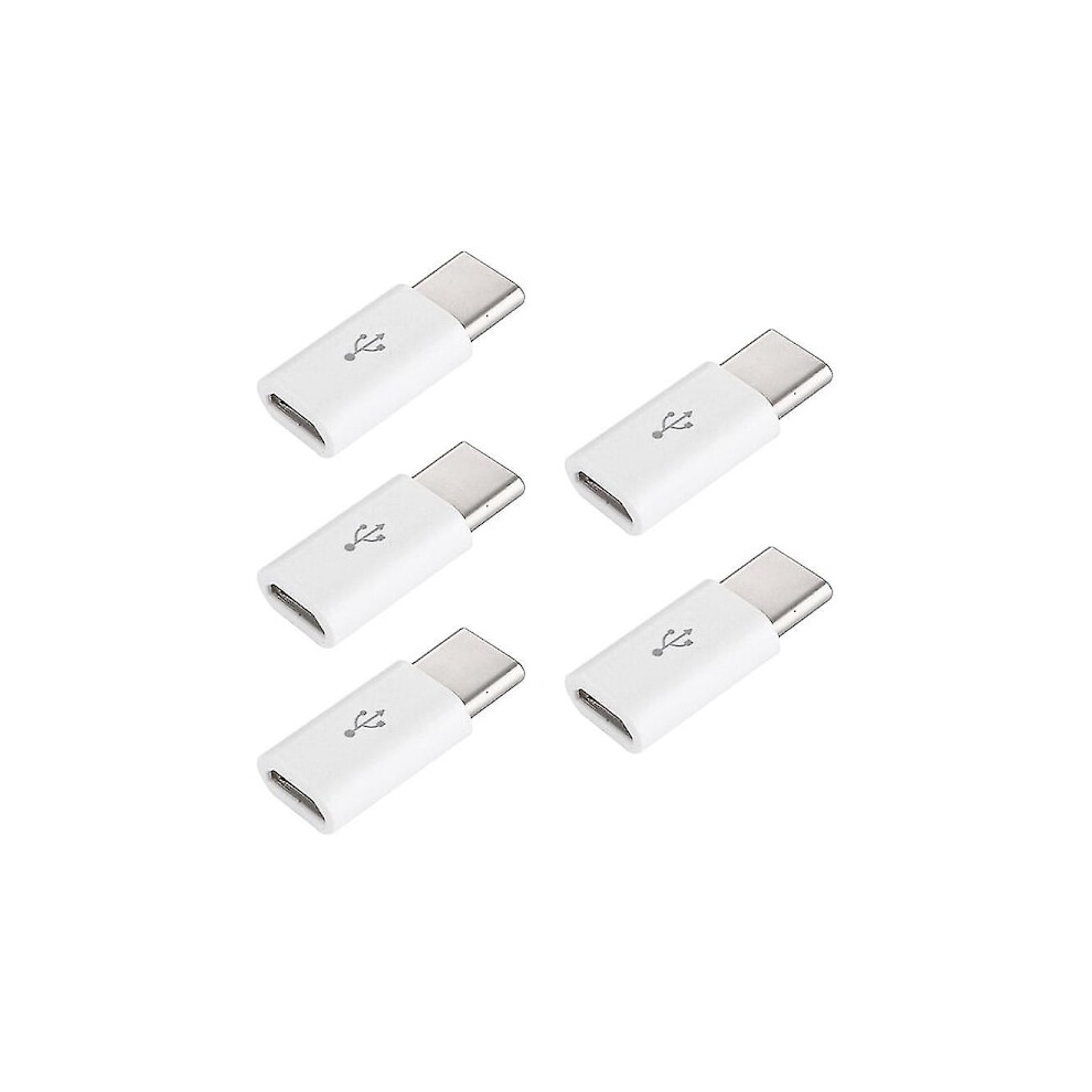 5Pcs Micro Usb To Usb-C Adapter For Samsung, Xiaomi, Huawei - White 9496895865526