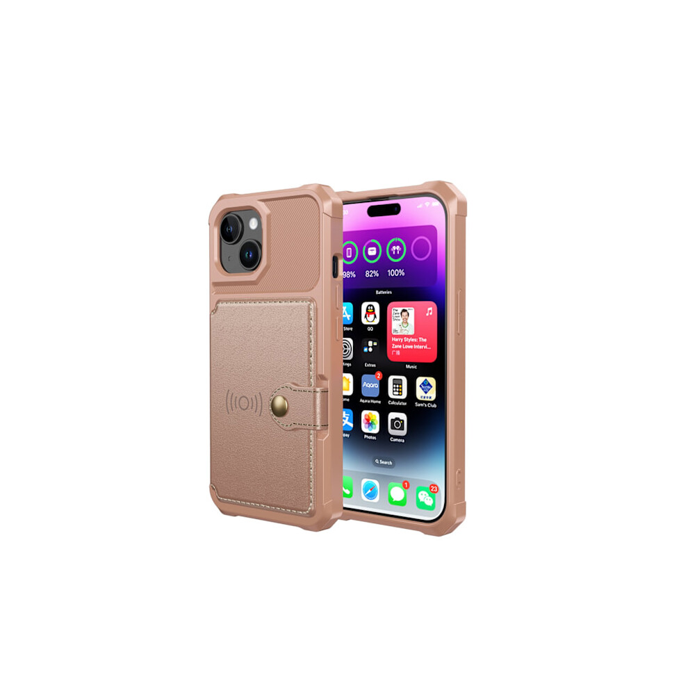 Elegant Wallet Case In Luxurious Pu Leather For Compatible With Iphone 15 Rose Gold 9496895866370