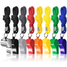 NOGIS 7 Pack Plastic Whistles with Lanyards + 1 Stainless Steel, Colorful for Football, Sports, Lifeguards - Multi-Color