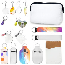 32Pcs Sublimation Products DIY Sublimation Heat Transfer Craft for Practicing Accessories with Key Rings, Tassels Quality Material