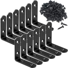 30Pcs Black Corner Braces L Brackets Stainless Steel Heavy Duty Shelf & Wall Hanging Support 90 Degree Right Angle with Screws