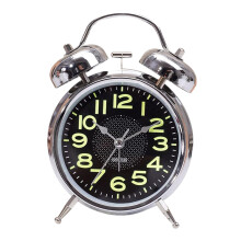Retro Silent Twin Bell Alarm Clock for Heavy Sleepers, Loud Ring, NonTicking Metal Bedside