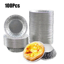 100Pcs Disposable Aluminum Foil Pie/Tart Pan, 3 Inch Foil Tins for Baking Personal Mini Pies Cakes, Stack & Store, Freeze & Reheat
