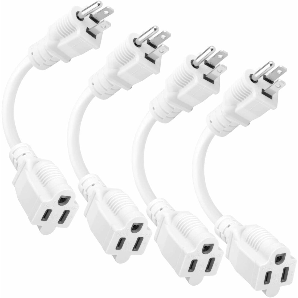 4 Pack-8 Inch Short Power Extension Cord Outlet Saver, Sjtw 16Awg/13A,Etl Listed 9496895867070