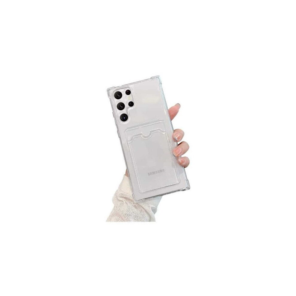 Shockproof Case With Card Slots Reinforced Corners Compatible With Samsung S22 Ultra Transparent 9448990295708
