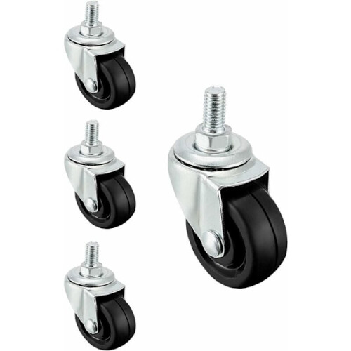 4-pack 40 mm rubber wheels with M8 threaded rod 2