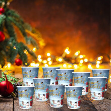 FloHua 16PCs Christmas Ornaments Set, Compatible with Christmas Festival Party Decoration, Tableware, Happy Paper Cup Tray, Fall Decor & Gifts