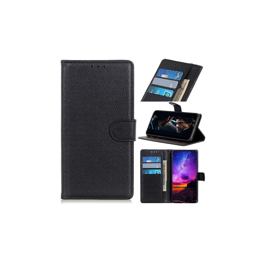 Compatible With Samsung Galaxy A51 - Litchi Wallet Case - Black 9448990295548