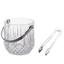 Clear Ice Bucket with Tongs - Small Wine Cooler for Parties