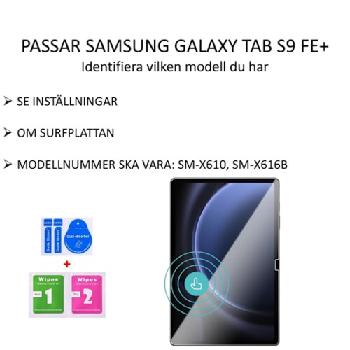Compatible with Samsung Galaxy Tab S9 FE+ Plus screen protector tempered glass 9H transparent 1