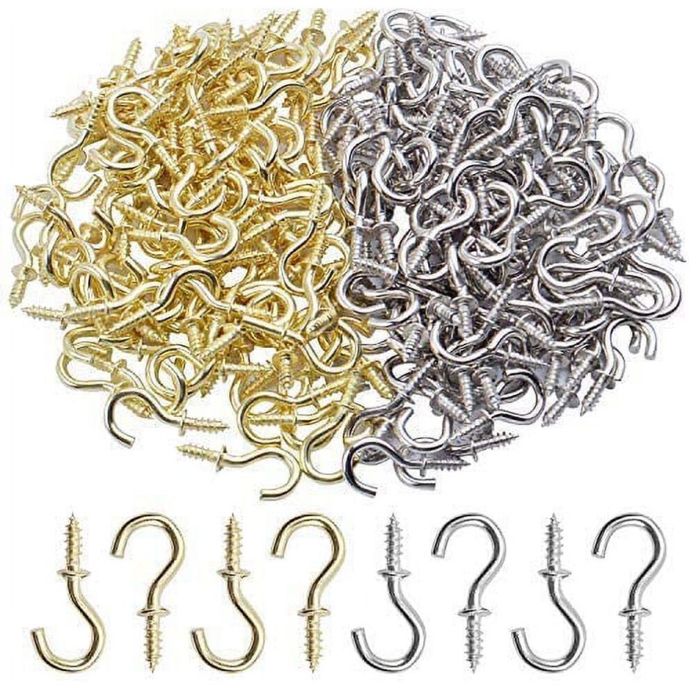 200Pcs 1/2" Mini Cup Screw Hooks Metal Cup Hooks Screw-In Ceiling Hooks Small Hooks Diy Jewelry Hooks Screw-In Hanger For Outdoor And Indoor 9448990295883