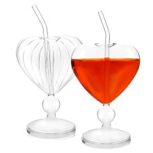 2 Pcs Love Cocktail Glass Flute Heart Shaped Cups Heart Shaped Shot Glasses Wine Goblet Cocktail Cups