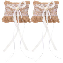 2pcs Bridal Linen Ring Pillow Creative Lace Ring Box for Wedding Ring Storage