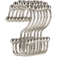 Goowin Stainless Steel Black Shower Curtain Rings, Rust Proof Free Sliding Double Hooks, compatible with Nickel