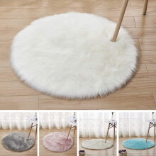 White Fur Round Rug Non-Slip Washable Circle Rug Fluffy Rug for Photoshoot Plush Shag Rug Furry Carpet for Living Room Bedroom Kids Room Area Rug