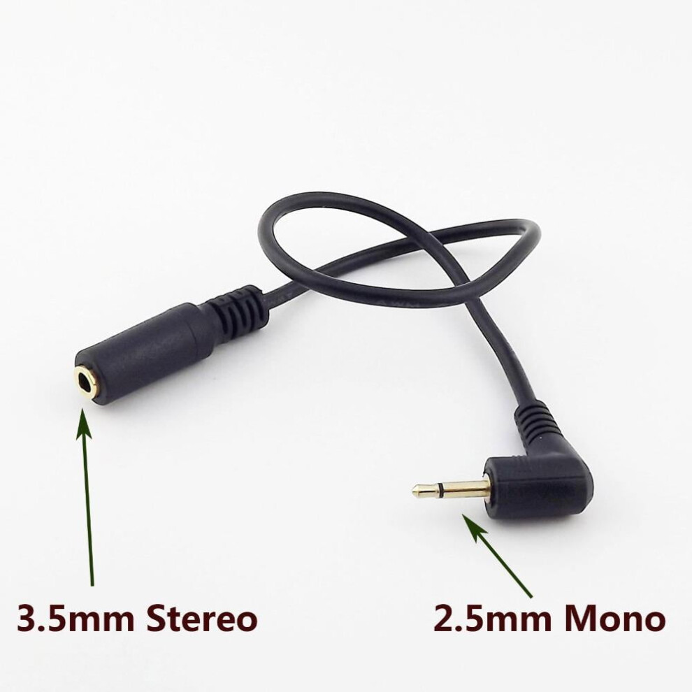 For 1Pc 3.5Mm Female Stereo To 2.5Mm Male Headphones Headset Aux Adapter Converter Cable 25Cm 9450273668536