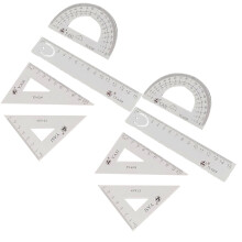 2 Set of Metal Ruler Protractor Triangle Plate Metal Ruler Stationery Set (4Pcs White Aluminum Alloy Ruler Set)