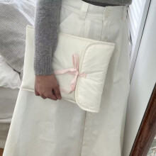 Korean Bow Knot Computer Bag Black Pink Bow Tablets Computer Storage Travel White 11inchS