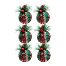 6pcs Christmas Ball Ornaments with Red Berries and Holly, Foam Tree Baubles for Holiday Home Decoration