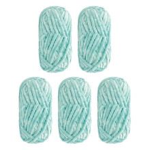 5-pack Super Soft Chenille Velvet Yarn Knitting Yarn Thick Warm Crochet Knitting Yarn for Art Knitting Doll DIY Bag Sweater 500g, light green