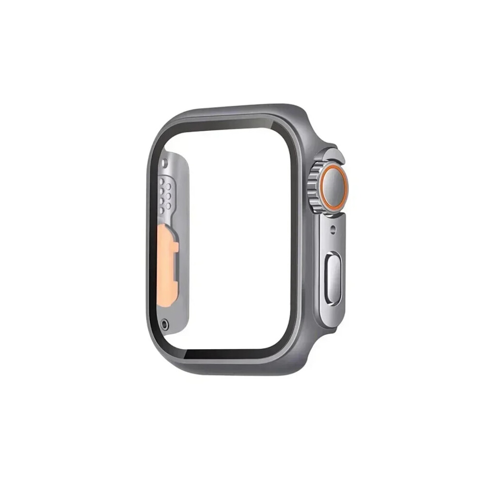 Pc Case + Tempered Glass Compatible With Apple Watch 10 46/42Mm, Ultra 2/1 49Mm, Iwatch 9-5, Se, Series 10 Gray Orange 9558633656886