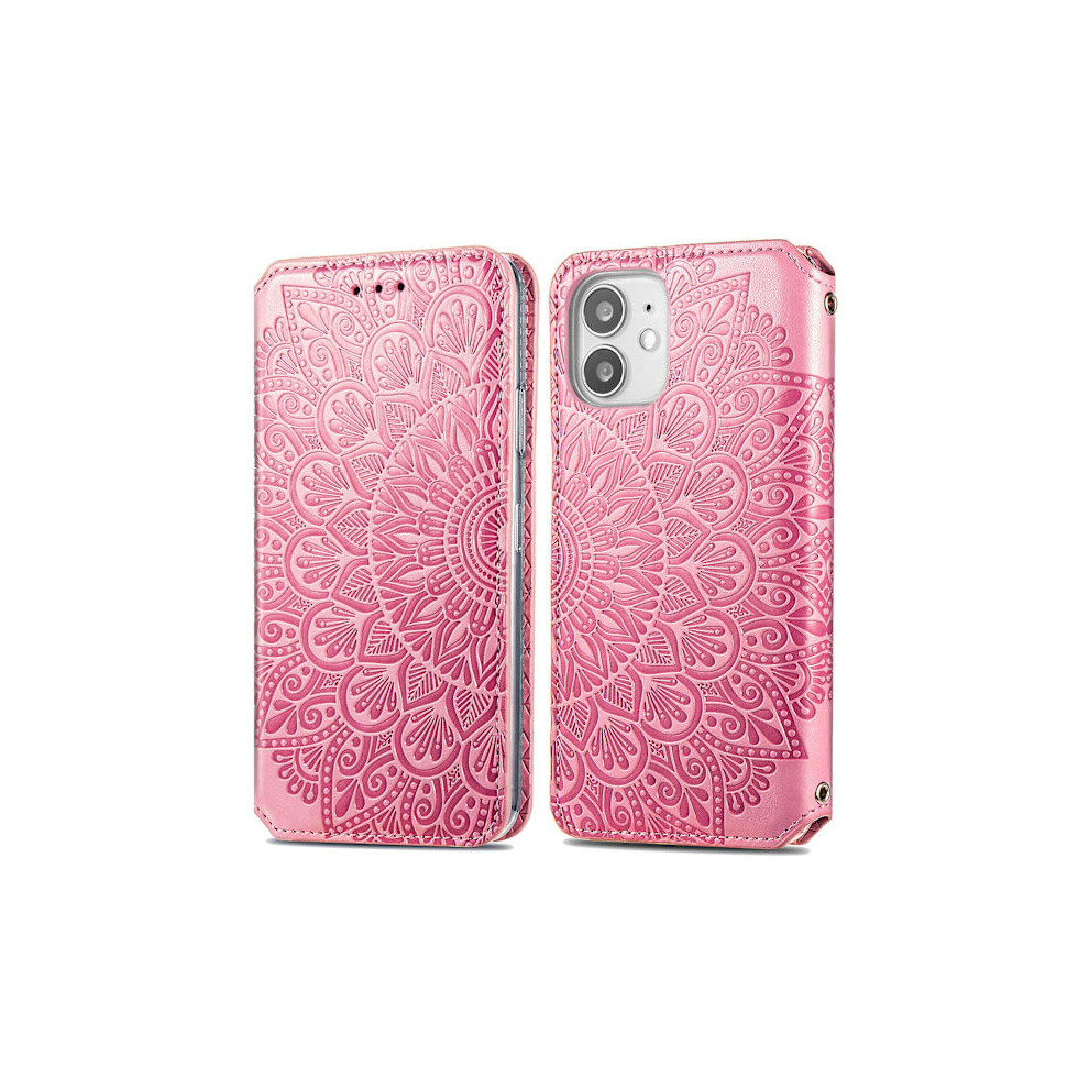 Embossed Compatible With Iphone 12 Mini Wallet Case - Pink 9558633657203