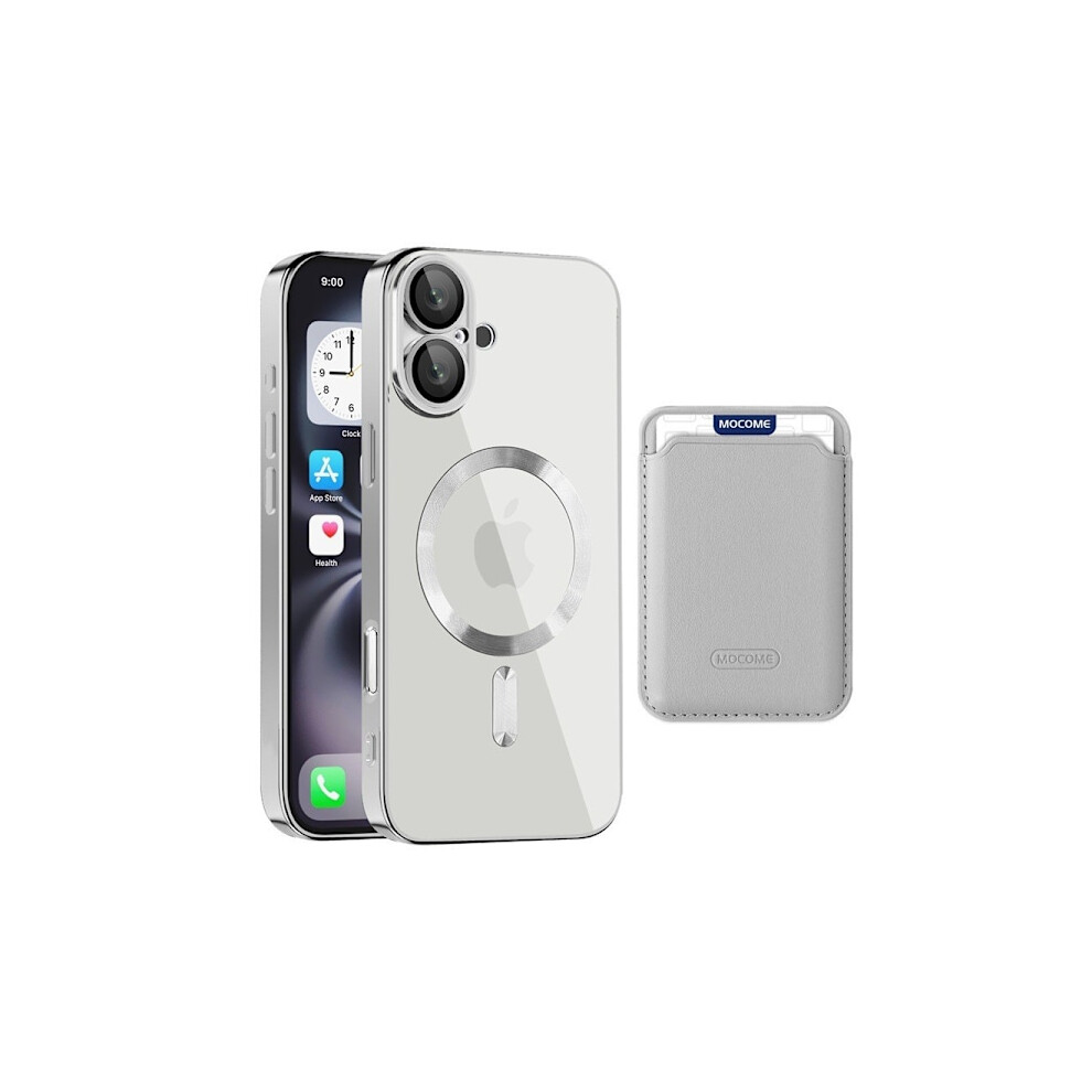 Hongde Compatible With Apple Cd Pattern Transparent Magnetic Card Holder & Case For Iphone Series, Compatible With Iphone 12 Gray 9558633657302