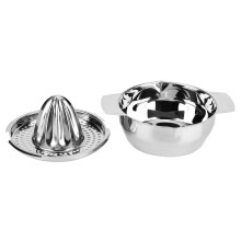 Stainless Steel Manual Lemon Squeezer, Portable Fruit Juicer with Comfortable Handles, Compatible with Oranges & Citrus, for Home Use (5.2*5.2*2in)