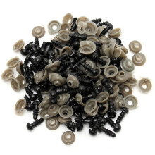 ZTGD 100 Pcs Black Plastic Toy Eyes Safety DIY 6-14mm for Teddy Bear Animal Dolls
