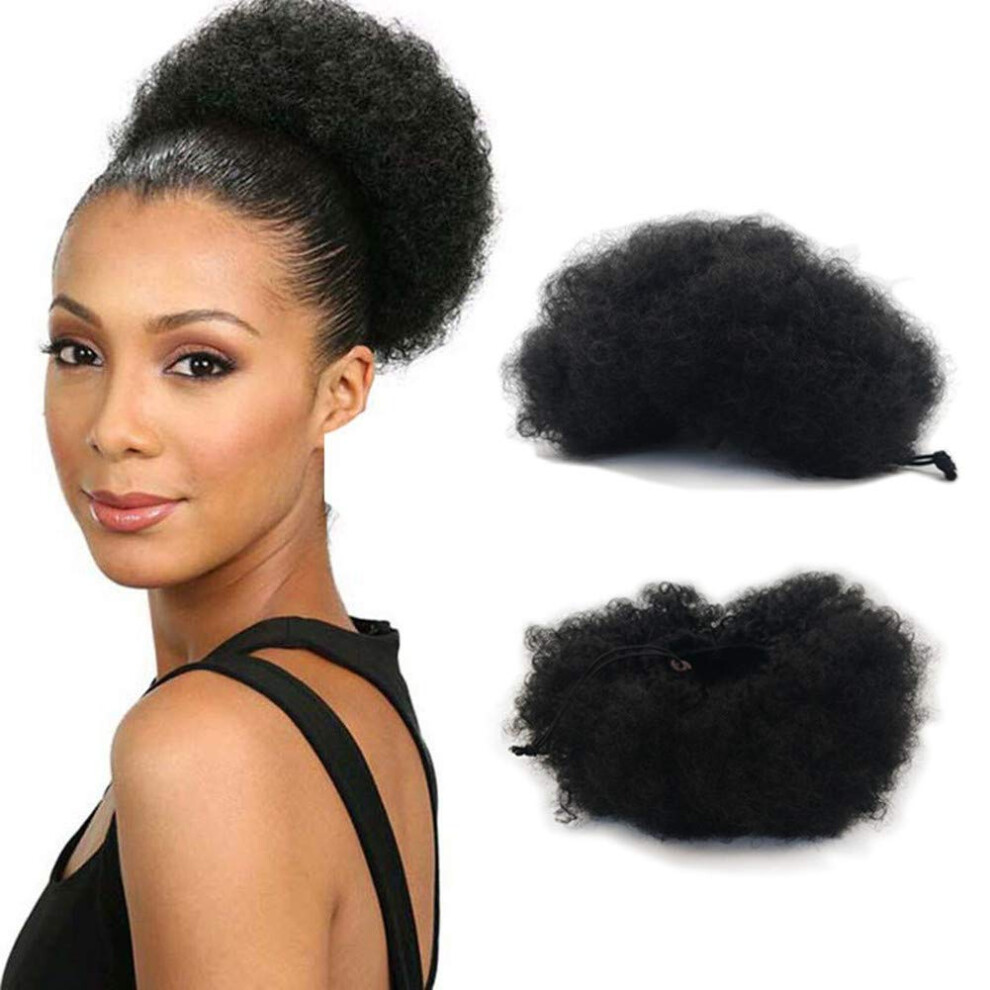 Unisex Small Afro Puff Drawstring Ponytail Hair Extension 25Cm Kinky Curly Bun For Natural Hair