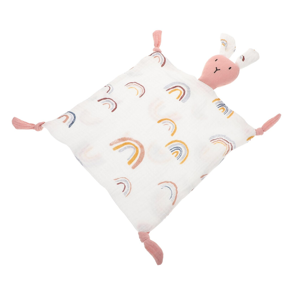 Baby Muslin Blanket 100% Cotton Security Blanket with Rainbow Pattern and Crinkled Texture for Newborns