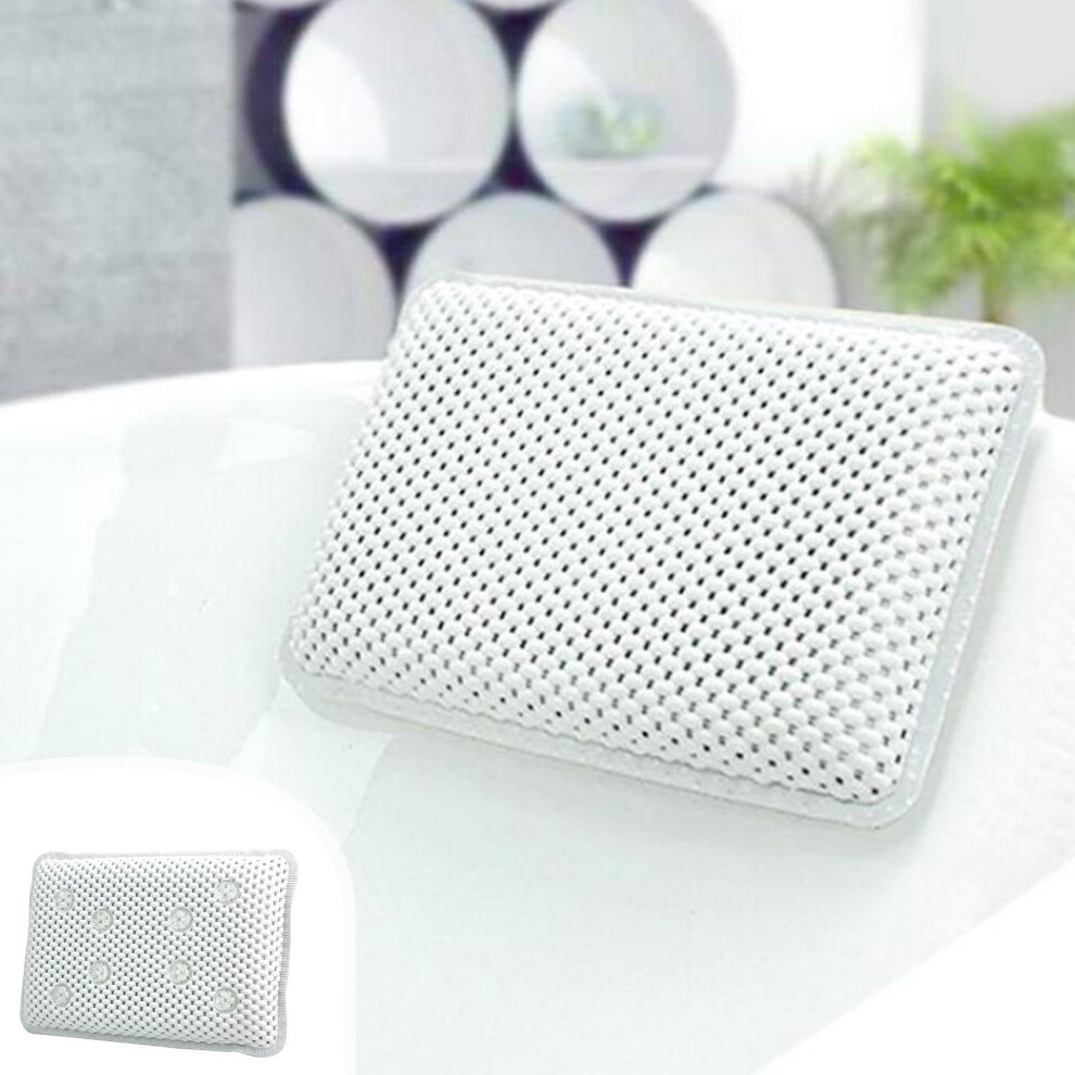 Bath Pillow for Tub with Non-Slip Suction Cups, Comfortable 4D Support for Neck, Head & Back - Compatible with Bathtubs