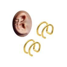 2-pack Gold Fake Piercing Ear Earring Ear Cuff without Hole gold