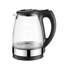 Portable Electric Glass Kettle 1.7L with Blue LED Light and Stainless Steel Base Hot Water Kettle, BPA Free, Auto Shutoff, Electric Kettle