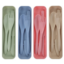 4 Sets Portable Cutlery Reusable Tableware for Lunch Silverware Convenient Wheat Straw Travel