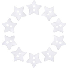 1000Pcs 12mm Acrylic Star Buttons 2 Holes in 1mm Sewing Buttons Dyed White Knitting Buttons