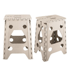 17.9" Folding Step Stool 220lbs Capacity, Foldable Plastic Stool with Handle for Kitchen Bathroom Bedroom (Beige, 2PCS)