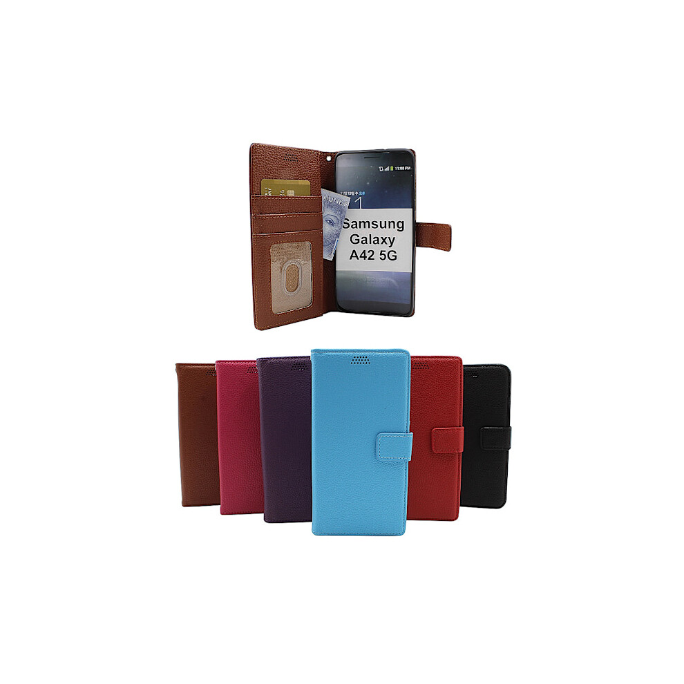 New Standcase Wallet Compatible With Samsung Galaxy A42 5G (Black) Red Black,Red 9395123444352